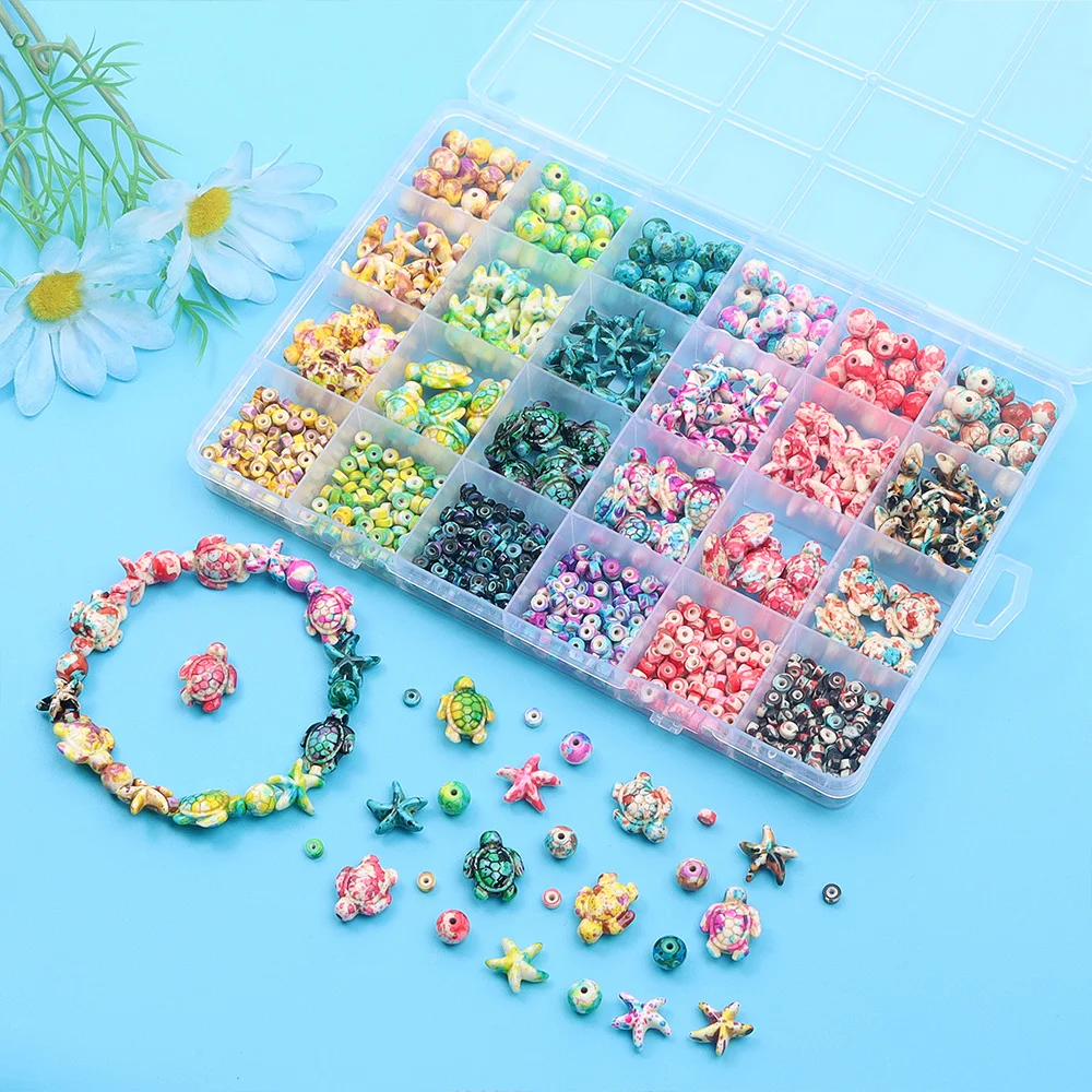 Jewelry Making Kit Professional - 6/46/558pcs Multi-color Turquoise Ocean Series Beads