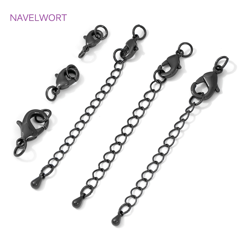 Jewelry Making Name - Black Color Brass Lobster Clasp&Extender Chain,Clasp