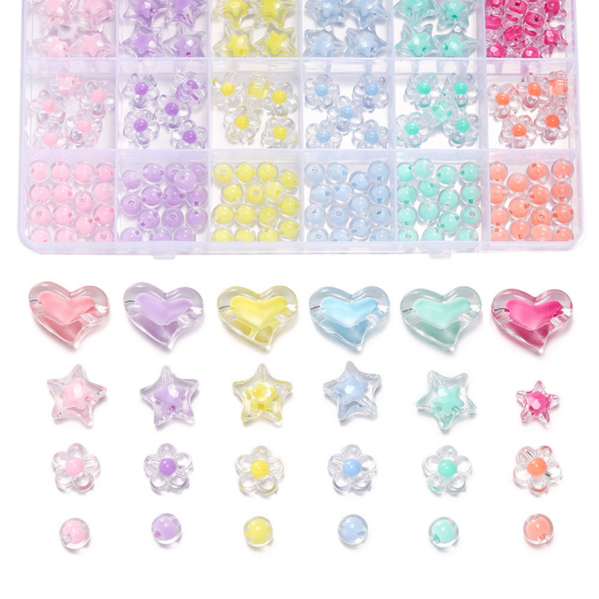 174pcs/Box Heart Acrylic Beads - Jewelry Making For Birthday Party 리뷰 및 가격