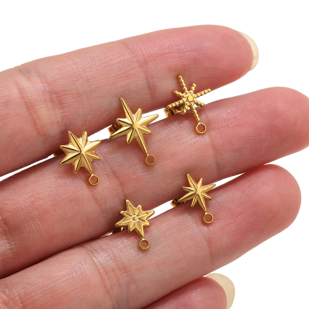 6pcs Stainless Steel Star Earr - Jewelry Making Tools And Supplies 리뷰 및 가격